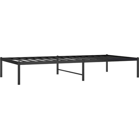 Cadre de lit métal sans matelas noir 90x190 cm (1/5)