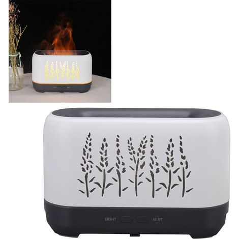 Humidificateur d'aromathérapie 200 ml avec flamme creuse, lumière d'ambiance, télécommande, blanc, 100-240 V, norme européenne (1/5)