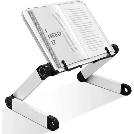 Étagère réglable en une pièce, hauteur et angle réglables, étagère ergonomique avec trombones pour grands livres scolaires, livres de musique, tablettes, recettes de cuisine (blanc) - 40264cm
