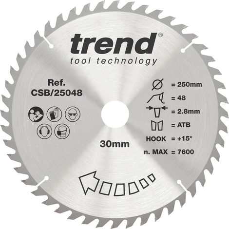 Lame de scie circulaire bois 250 mm, 48 dents, 30 mm alésage (1/5)