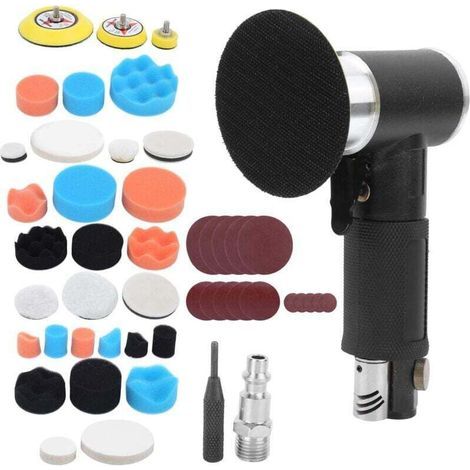 Mini Pneumatic Sander, Random Oscillating Orbital Sander with Polishing Sanding Disc Pad Kit, 1/4" Inlet, 8 CFM, 15000 RPM No-Load Speed ​​(JP Nozzle) (1/4)