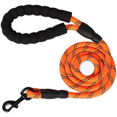 QORVA-Laisse pour chien avec bandes réfléchissantes, poignée rembourrée et fermoir métallique pivotant à 360°. Différentes spécifications. Laisses robustes pour grands chiens, laisses pour chiens de t
