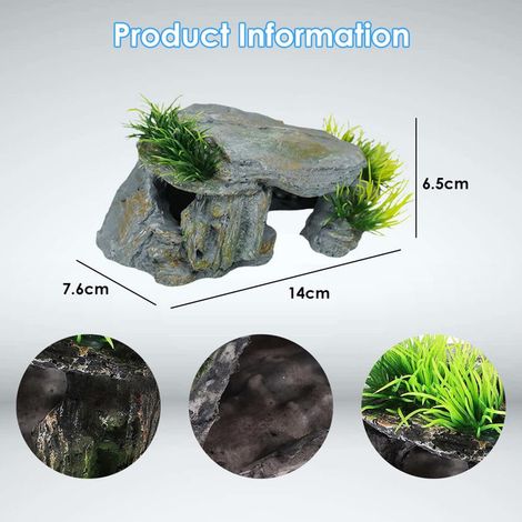Plate-forme de Bronzage en Résine pour Reptiles Grotte Cachée Décoration d'Aquarium pour Tortue Lézard Serpent (1/5)