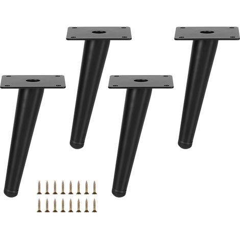 Pieds de Meubles Réglables et Inclinables, en Étal Moir, pour Tables, Canapés, Meubles TV, Chaises, Acier Inoxydable, 15cm (1/5)