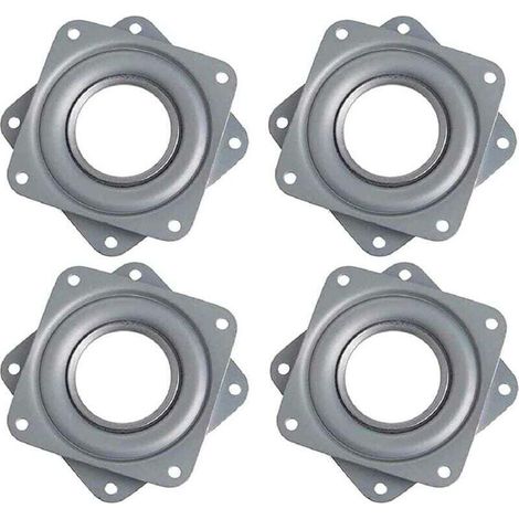 Plateau Tournant Carré 4 Pouces, 360 Degrés, Rotatif à Roulement à Billes, Métal Galvanisé, Plaque Pivotante Silencieuse, Flexibilité Optimale pour Présentoirs, Moniteur Ordinateur et Tabouret (1/4)