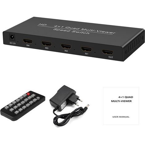 Switcher Hd Multimedia Interface 4 Entrées 1 Sortie 1080p 60 Hz Écran Multiples Télévision Moniteur Projecteur 1 Pièce (1/5)