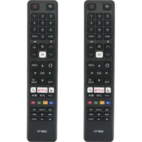 Sollbry 2Pcs CT-8053 Remplacer la Télécommande adaptée à Toshiba TV 43L3733DG 65U6763DA 32W3763DG 32W3753DG 75U6763DA 28W3754DG 43U6763DG 40L3663DG 43U6763DA 49U5766DA 49L3763DG49V6763DG 55X9863DA (1/4)