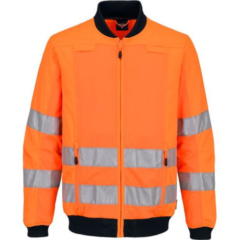 Chaqueta de trabajo con panel de malla de alta visibilidad T164 4XL Naranja/Marino