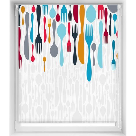 Store occultant sans perçage Motif Blackout imprimé numérique, Couverts, 130 x 150 cm (l x H) Taille du Tissu : 127 x 145 cm (1/5)