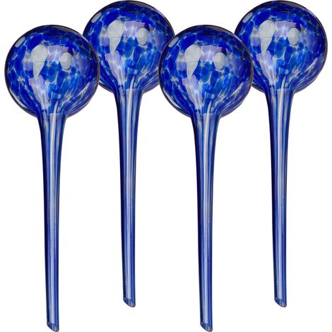 Bulle d’arrosage pour Vos Plantes, en lot Pratique de 4, en Verre, H x D : 30 x 9 cm, Bleue, Blue (1/5)