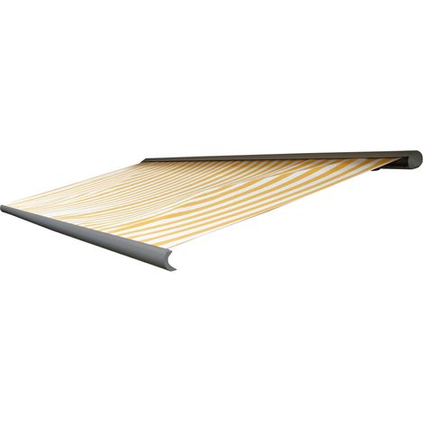 [NUNCA USADO] Funda de recambio para toldo T124, cofre completo Funda de recambio protección solar 5x3m, Poliéster amarillo-blanco