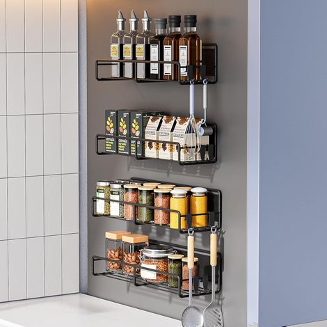 Étagère Réfrigérateur Magnétique pour le Réfrigérateur, 4 Pièces Étagère à Épices Métaux Porte-Épices,Etagere Rangement Epices Gain de Place, Magnétiques Étagère à Épices pour Organisateur de Cuisine (1/5)