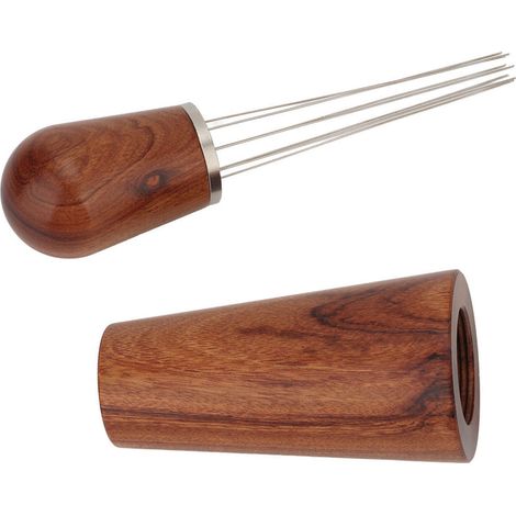 Outil de Distribution de Café WDT en Bois Naturel avec Support pour Barista Professionnel Marron Rougeâtre (1/5)