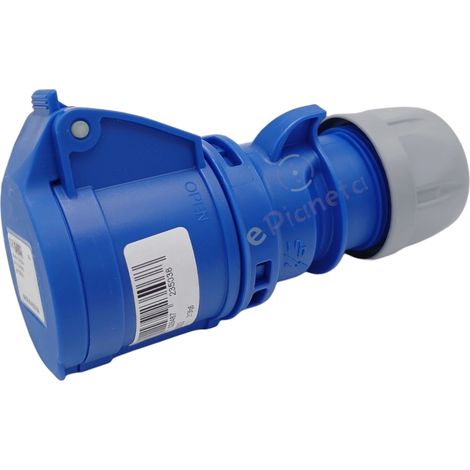 Presa industriale volante 230V CEE 6H 2P + T 16A IP44 per esterno impermeabile blu (1/3)