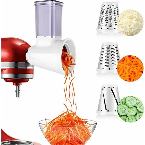 Accessorio affettatrice/tritatutto per planetaria, grattugia per formaggio per affettatrice, accessorio per insalata, tritatutto per verdure (con 3 lame), lavabile in lavastoviglie (1/5)