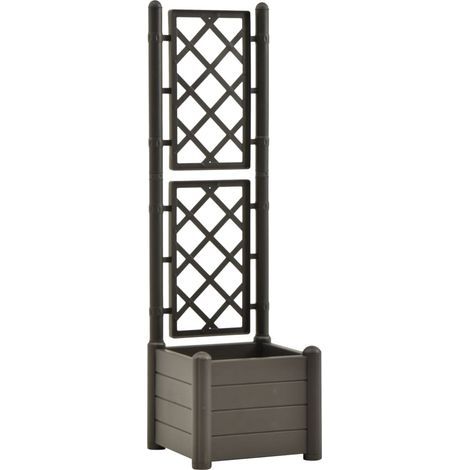 Fioriera con traliccio 43 x 43 x 142 cm PP piante da giardino fiori antracite 020000812