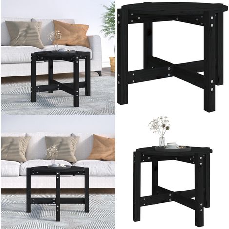 Table basse Noir Ø 62,5x45 cm Bois massif de pin - Table Basse - Meuble Salon - Table Ronde - Bois Massif - Pin - Home & Living (1/5)