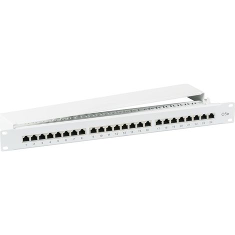 Patch Panel 1U Rack 19 STP 24x RJ45 Cat5e, Gris
