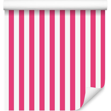 Papier peint à rayures rose poudré et roses pour salon et chambre 50x1000 cm (1/5)