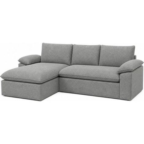 Canapé d'angle convertible - WEVALLEY - Canapé 3 places en L - Gris - Assise profonde - Déhoussable (1/5)