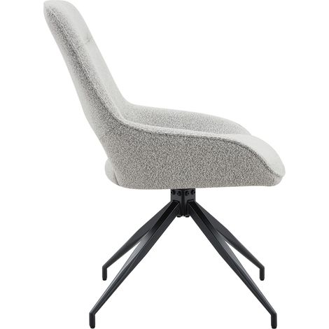 Set de 2 sillas de comedor giratorias 360° en tejido beige gris con estructura de metal negro (1/5)