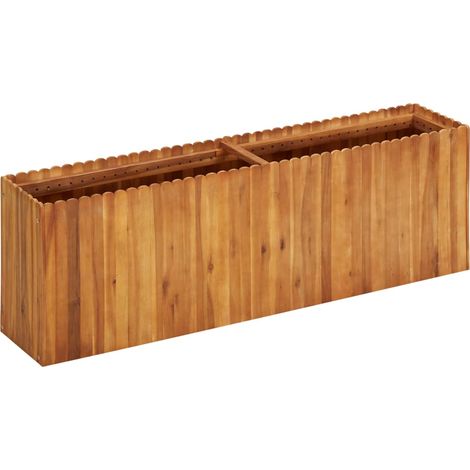 Fioriera rialzata per piante e fiori giardino 150 x 30 x 50 cm legno massello di acacia 020000999