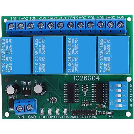 Relais Module 4 Canaux Carte Contrôleur Commutateur DC 24V Accessoire Électronique (1/5)