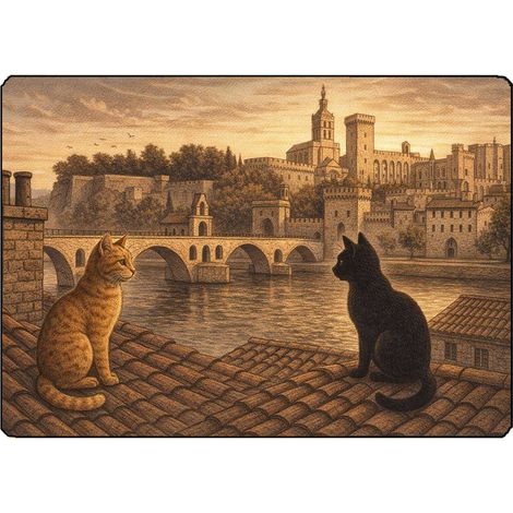 Planche à découper en verre chats d'Avignon 28,5 × 20 cm (1/2)