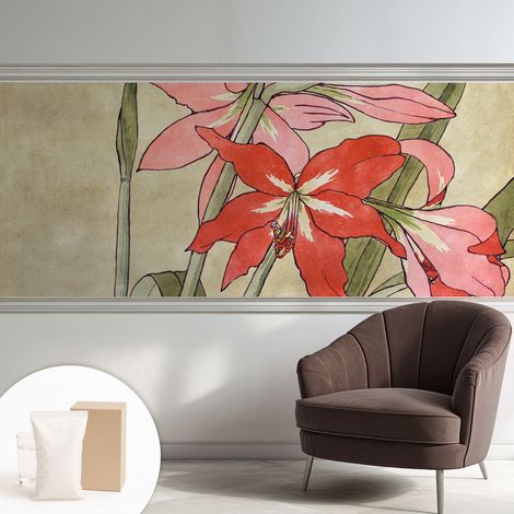 Papier peint intissé mural pour salon chambre à coucher tendance et originale - Colle incluse gratuite Fleurs de hémérocalle 250x104 cm (1/5)