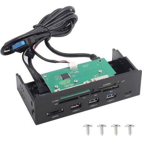 Lecteur de carte interne - Wendry - 5.25 pouces - 3 ports USB 3.0 - USB 3.1 - eSATA (1/4)