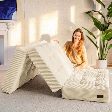 2-Seater Folding Mattress, Thickness 15 cm, Folding Mattress for Futon Convertible Sofa Bed Portable Mattress for Guest Bed 150 x 195 cm (1/5)