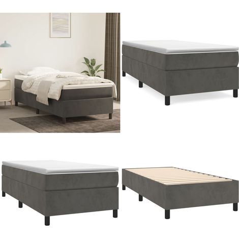 Struttura Letto a Rete a Molle Grigio Scuro 80x200 cm Velluto - Materasso letto - Letto a molle