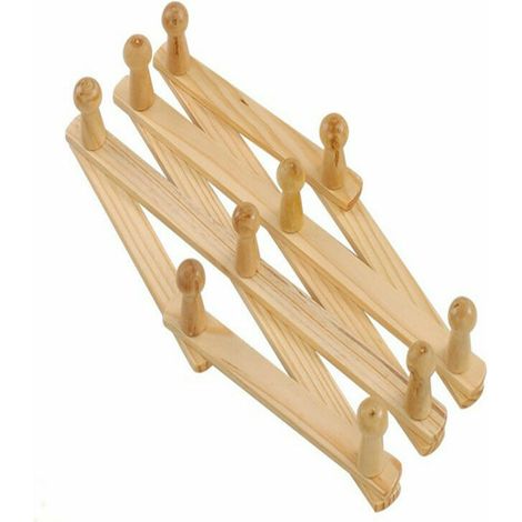 en Bois Expansible Porte Manteau, Support Mural Accordéon Bois Crochet pour Suspendu Chapeaux, Capuchons, Tasses, Manteaux, Sacs, Tasses Café, Super pour D'Entrée Couloir Salle à Manger (1/5)