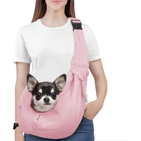 1 Sac de transport pour chien, polyester, sangle élargie réglable, ouverture sécurisée, chat chiot voyage