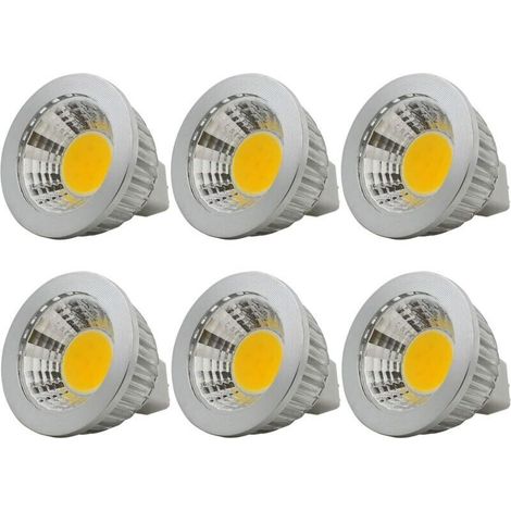 6 unités, Ampoule LED MR16/GU5.3 COB Lampe Bulb, 3W / 210lm, DC 12V, Blanc Chaud 2700K, Équivalent à Ampoule Halogène 20W, ø50x52, 90° Angle de faisceau [Classe énergétique A+] (1/4)