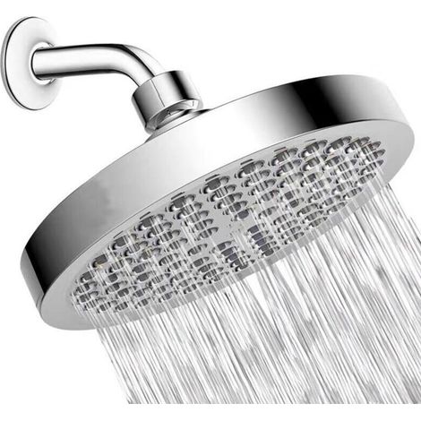 15cm round high-pressure shower head in 304 stainless steel for a comfortable shower even with low water pressure - Wall or ceiling mounted (chrome) (1/5)