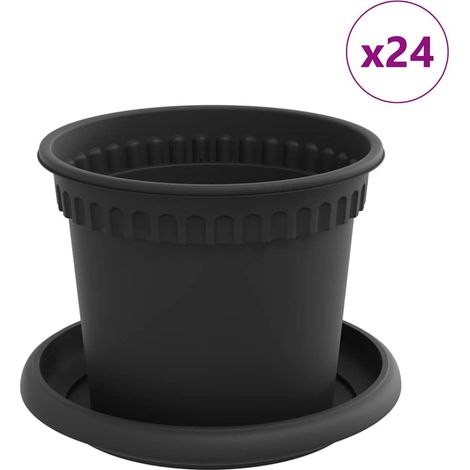 Maison Exclusive - Vasi per Piante 24 pcs Nero Ø 12,5 x 10 cm Plastica