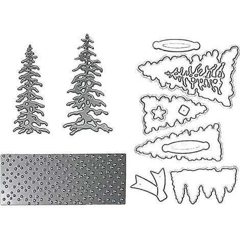 Matrices de découpe sapin de Noël pour la création de cartes, le scrapbooking et la décoration de carnets.