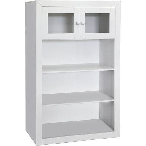 Kynus -Lacado Modulo 2 puertas Madera de Pino Maciza Y MDF color Blanco Lacado ,medidas 151,5x100x37 cm (Alto/Ancho/Fondo)