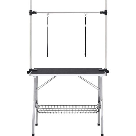Table de toilettage pliable 90x60x89,5 cm en métal noir, gain de place pour chiens FloraGrace (1/5)