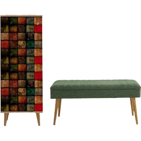 Dmora Mobile da Ingresso Baham 50x38x135h cm Marrone Quercia 16 Paia Cassetti, 7 Ripiani (1/5)