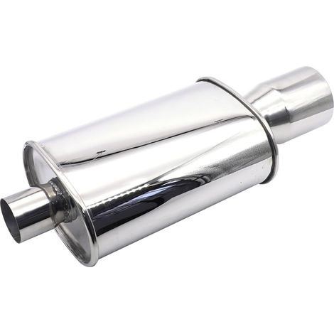 2,5 Pouces (63MM) Entrée Silencieux d'échappement / 3 Pouces (73MM) Sortie Argent Silencieux de Voiture en Acier Inoxydable Échappement Boîte Arrière Embout Soudé (1/5)