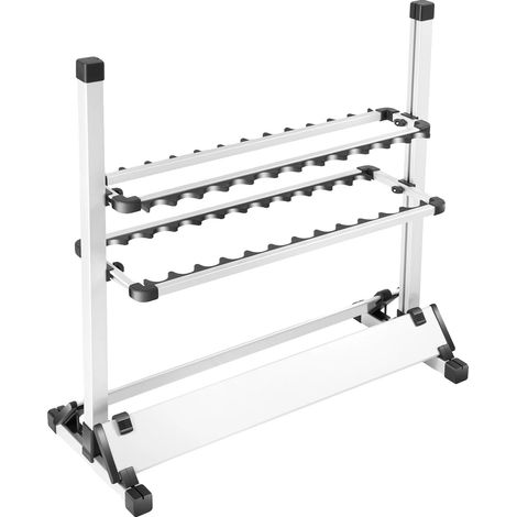 Soporte para cañas de pescar, con capacidad para 24 cañas, altura ajustable, color blanco. (1/2)