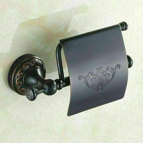 Porta rotolo di carta igienica FOREHILL con sportello, finitura ottone anticato spazzolato, nero (1/5)