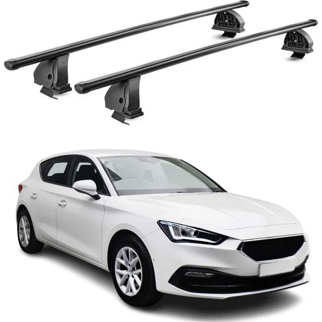 OMAC Stahl Dachträger Querträger Seat Leon IV 2020-2026 – TÜV / DIN 75302:2019 – Abschließbar – Max. 75 kg – 2 Stangen – Schwarz (1/5)