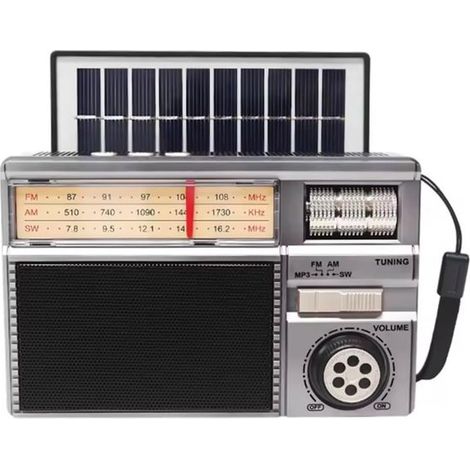 Radio portátil FM/AM/SW completamente nueva: estilo retro，recargable，con altavoz Bluetooth recargable e incluye conexiones para tarjeta TF (1/5)