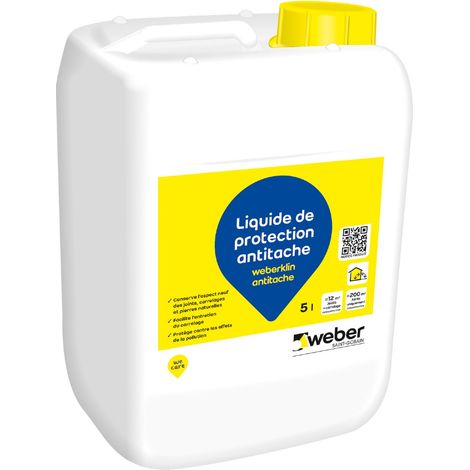 Weber Saint-Gobain Liquide de protection pour joints, carrelages et pierres naturelles 5L, Weberklin antitache