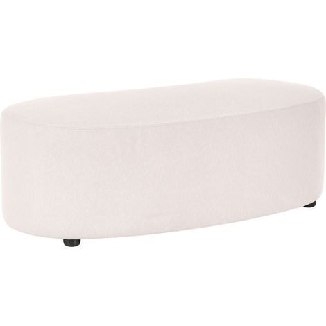 Pouf ovale in tessuto, forma a fagiolo rivestito in tessuto color beige chiaro Amal (1/5)