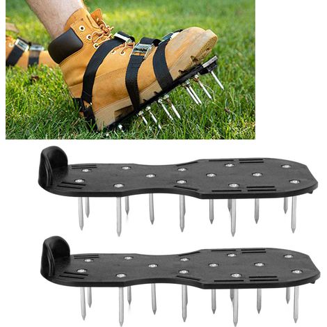 Pics à gazon à sangle triangulaire, pics d'aération pour gazon, sabots ameublissants pour outils de jardin, sabots ameublissants, noirs (1/5)