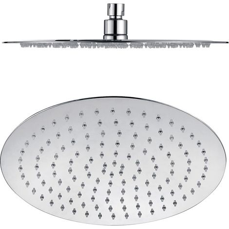 Balterley Deluxe Round Fixed Ultra Thin Slimline Shower Head Durable Stainless Steel Construction, 300x300mm - Chrome Finish